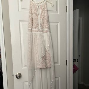 Brand new white and gold high low dress